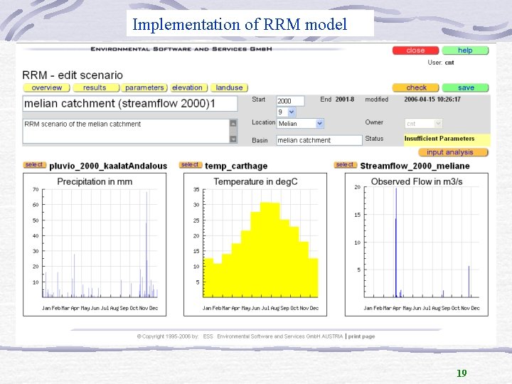 Implementation of RRM model 19 