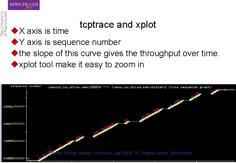 tcptrace and xplot u. X axis is time u. Y axis is sequence number