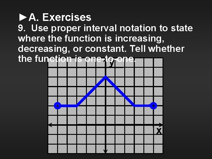 ►A. Exercises 9. Use proper interval notation to state where the function is increasing,