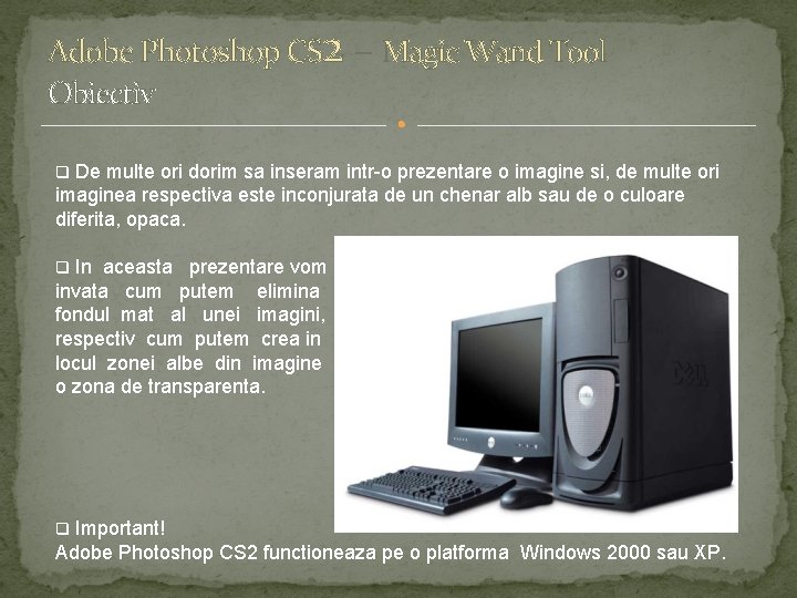 Adobe Photoshop CS 2 – Magic Wand Tool Obiectiv De multe ori dorim sa