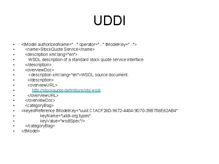 UDDI • • • • • <t. Model authorized. Name=". . . " operator=".