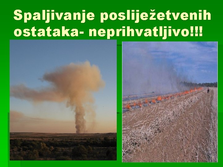Spaljivanje posliježetvenih ostataka- neprihvatljivo!!! 