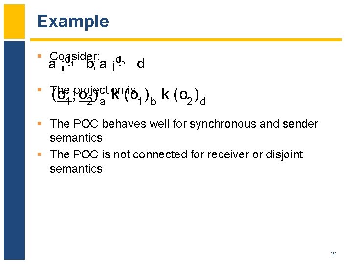 Example § Consider: o a ¡ !1 b; a ¡o!2 d § The is: