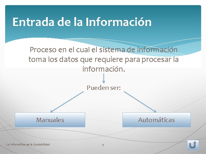 Entrada de la Información Proceso en el cual el sistema de información toma los