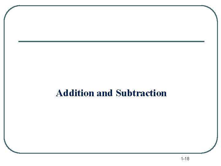 Addition and Subtraction 1 -18 