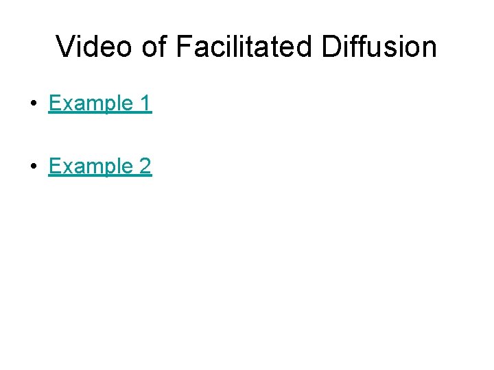 Video of Facilitated Diffusion • Example 1 • Example 2 