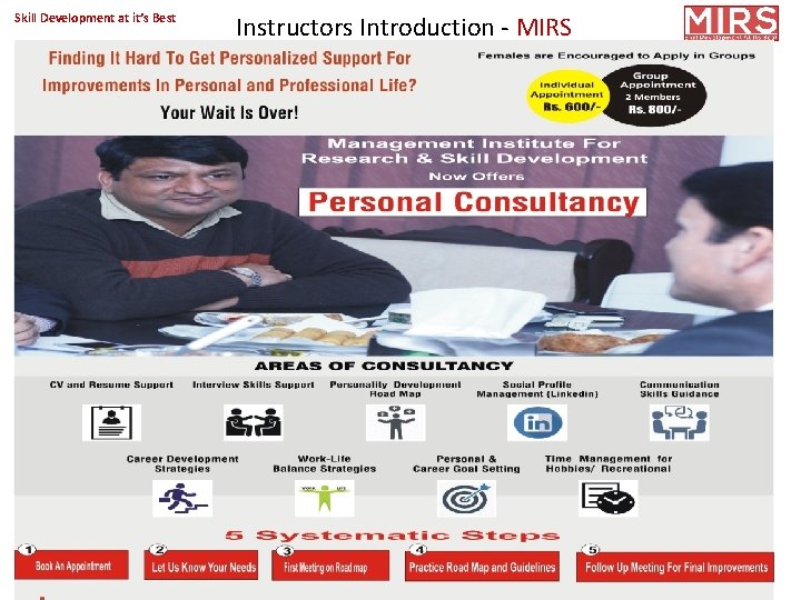 Skill Development at it’s Best Instructors Introduction - MIRS Copyright 2017@MIRS 