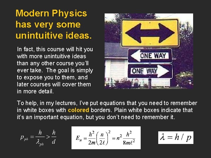 Modern Physics has very some unintuitive ideas. In fact, this course will hit you