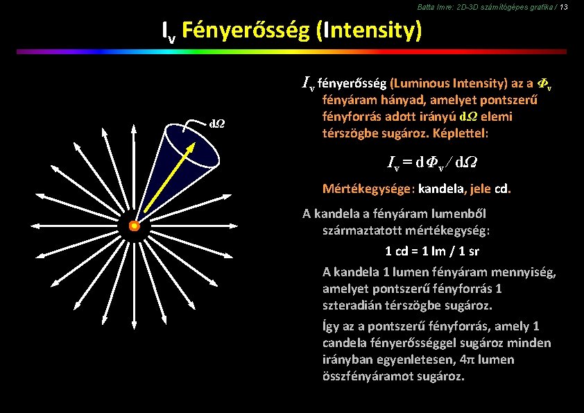 Batta Imre: 2 D-3 D számítógépes grafika / 13 Iv Fényerősség (Intensity) Iv fényerősség