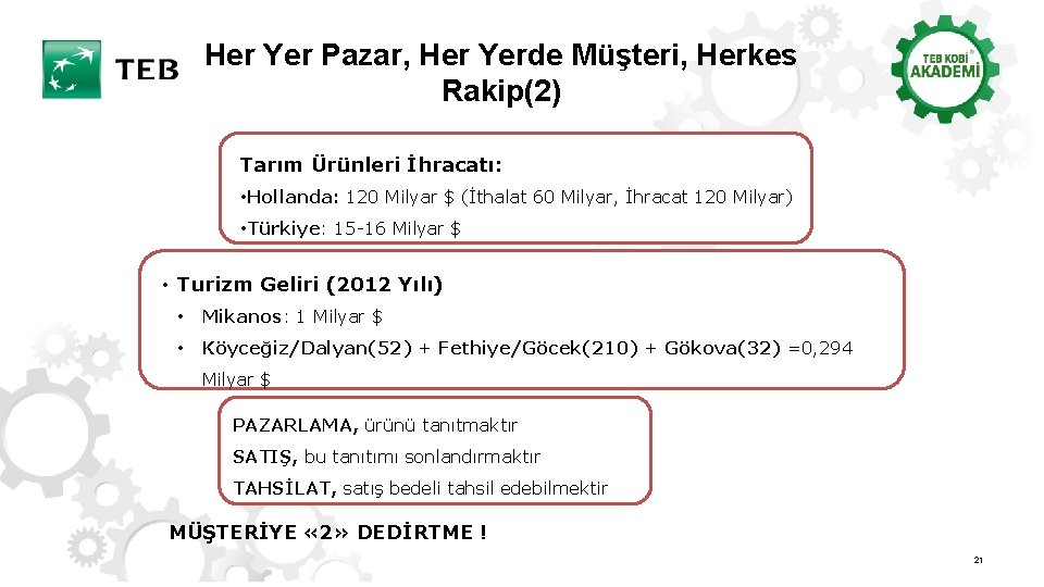 Her Yer Pazar, Her Yerde Müşteri, Herkes Rakip(2) Tarım Ürünleri İhracatı: • Hollanda: 120