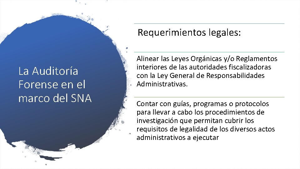 Requerimientos legales: La Auditoría Forense en el marco del SNA Alinear las Leyes Orgánicas