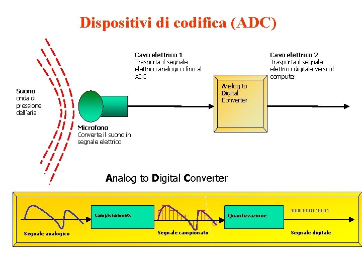 Dispositivi di codifica (ADC) Cavo elettrico 1 Trasporta il segnale elettrico analogico fino al