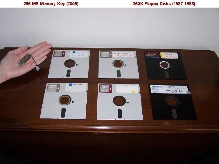 256 MB Memory Key (2005) 360 K Floppy Disks (1987 -1988) 