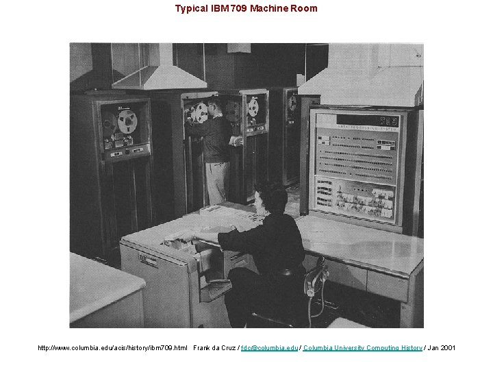 Typical IBM 709 Machine Room http: //www. columbia. edu/acis/history/ibm 709. html Frank da Cruz