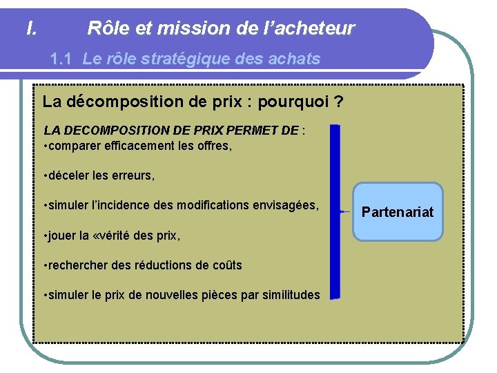 I. Rôle et mission de l’acheteur 1. 1 Le rôle stratégique des achats La