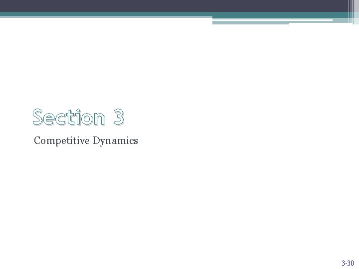 Section 3 Competitive Dynamics 3 -30 