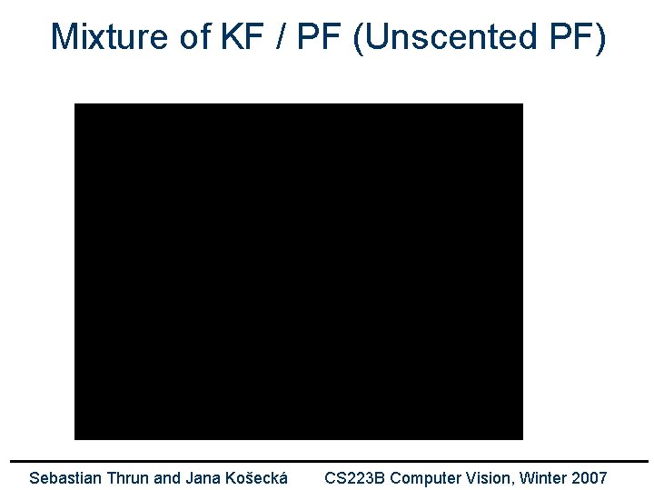 Mixture of KF / PF (Unscented PF) Sebastian Thrun and Jana Košecká CS 223