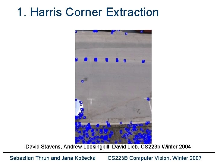 1. Harris Corner Extraction David Stavens, Andrew Lookingbill, David Lieb, CS 223 b Winter