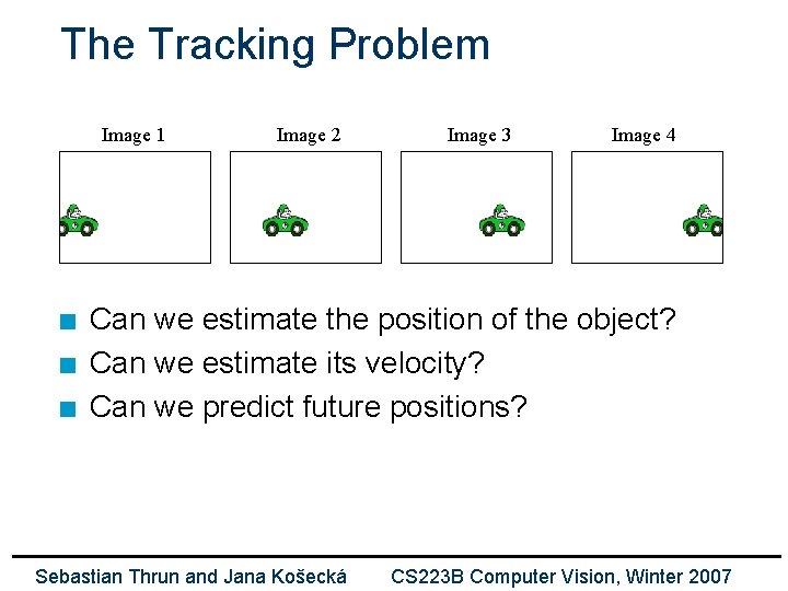 The Tracking Problem Image 1 n n n Image 2 Image 3 Image 4