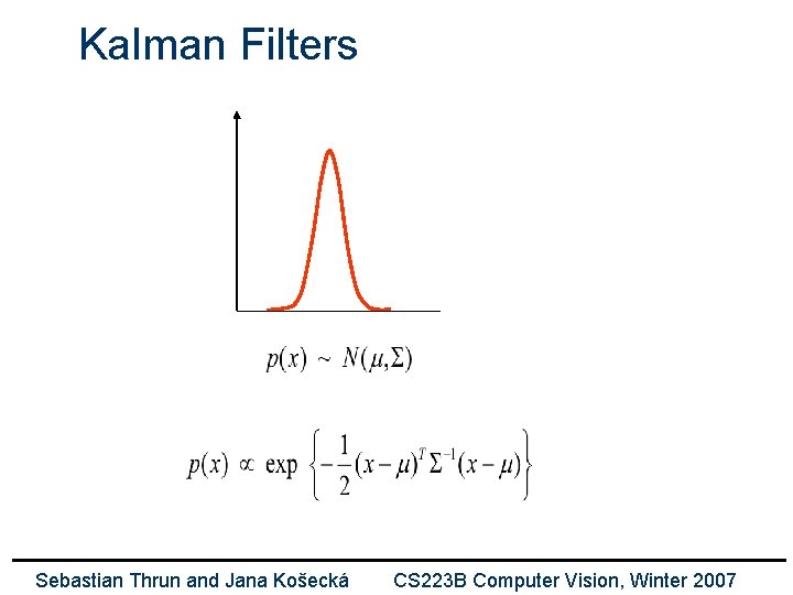 Kalman Filters Sebastian Thrun and Jana Košecká CS 223 B Computer Vision, Winter 2007