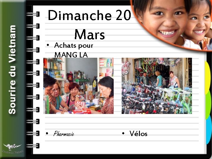 Dimanche 20 Mars • Achats pour MANG LA • Vélos 