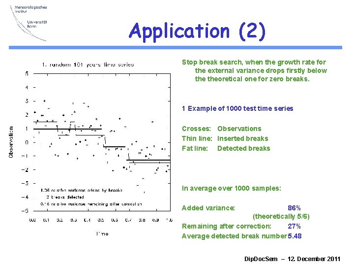 Application (2) Stop break search, when the growth rate for the external variance drops Application (2) Stop break search, when the growth rate for the external variance drops
