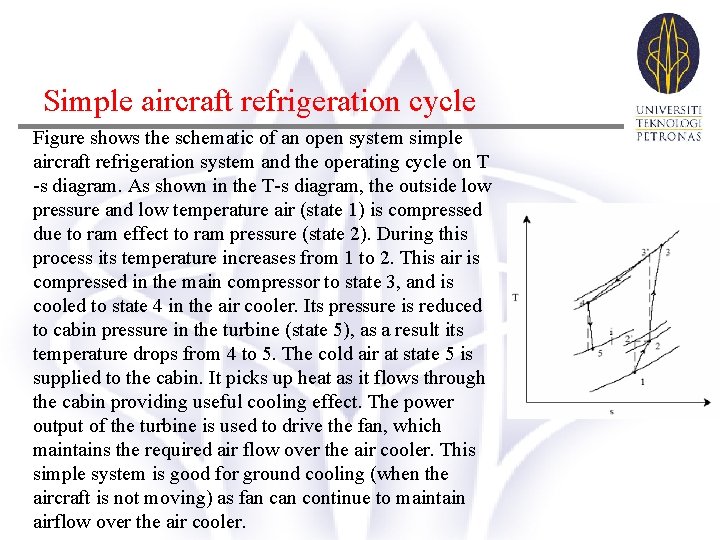 Simple aircraft refrigeration cycle Figure shows the schematic of an open system simple aircraft