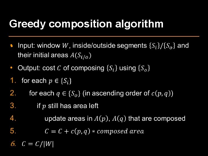 Greedy composition algorithm • 