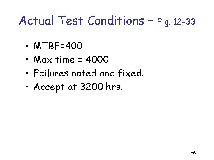 Actual Test Conditions – • • Fig. 12 -33 MTBF=400 Max time = 4000