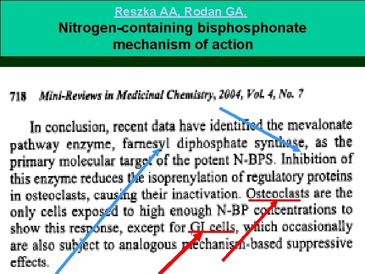 Reszka AA, Rodan GA. Nitrogen-containing bisphonate mechanism of action 