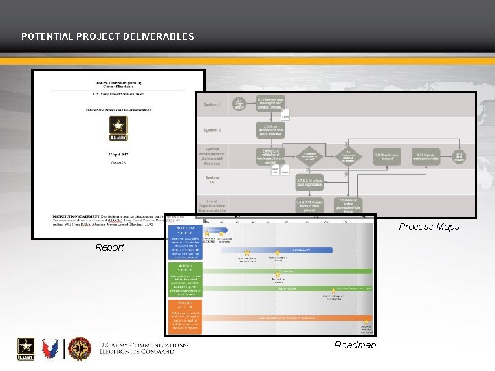 POTENTIAL PROJECT DELIVERABLES Process Maps Report Roadmap 