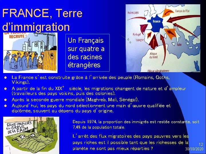 FRANCE, Terre d’immigration Un Français sur quatre a des racines étrangères l l La