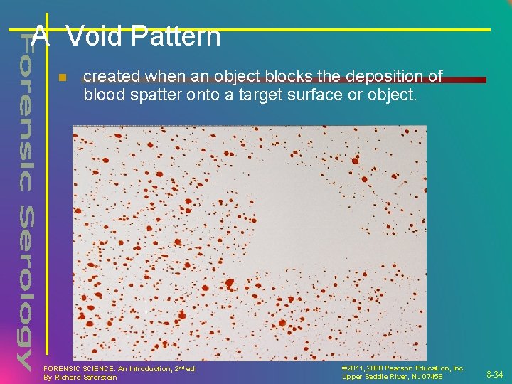 A Void Pattern n created when an object blocks the deposition of blood spatter A Void Pattern n created when an object blocks the deposition of blood spatter