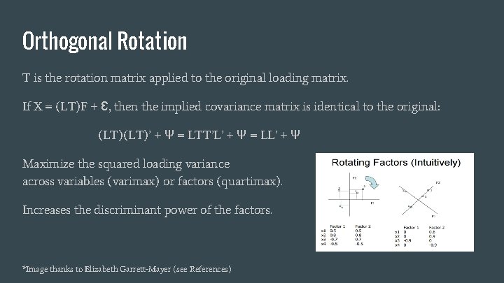 Orthogonal Rotation T is the rotation matrix applied to the original loading matrix. If