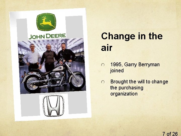 Change in the air 1995, Garry Berryman joined Brought the will to change the