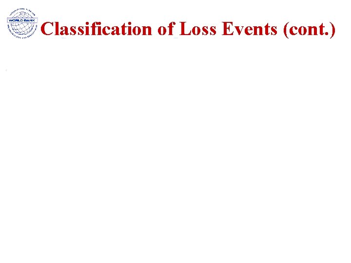 Classification of Loss Events (cont. ) 32 