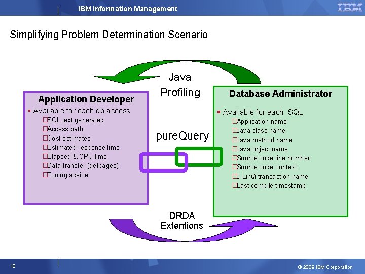 IBM Information Management Simplifying Problem Determination Scenario Application Developer Java Profiling § Available for