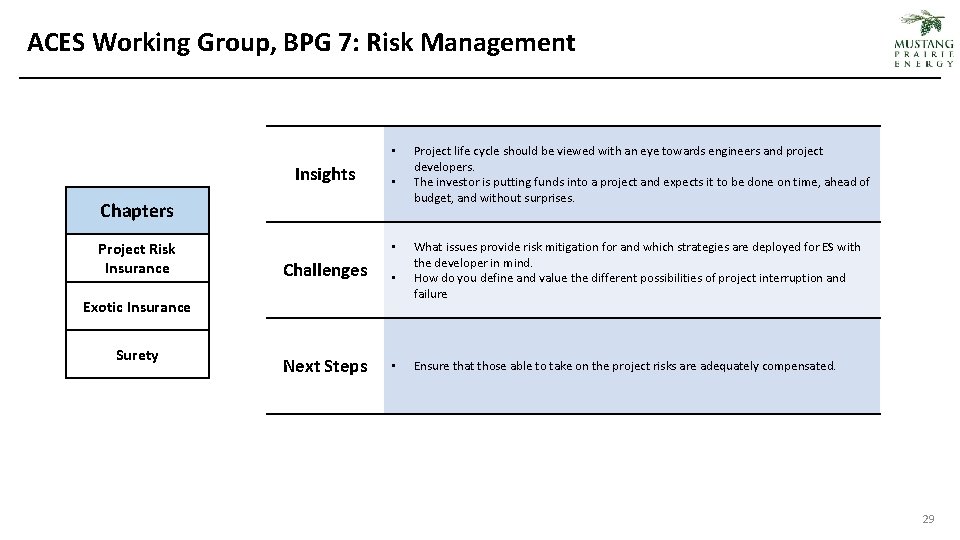 ACES Working Group, BPG 7: Risk Management • Insights • Chapters Project Risk Insurance