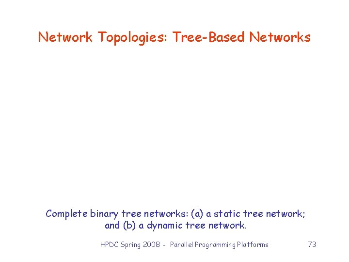 Network Topologies: Tree-Based Networks Complete binary tree networks: (a) a static tree network; and