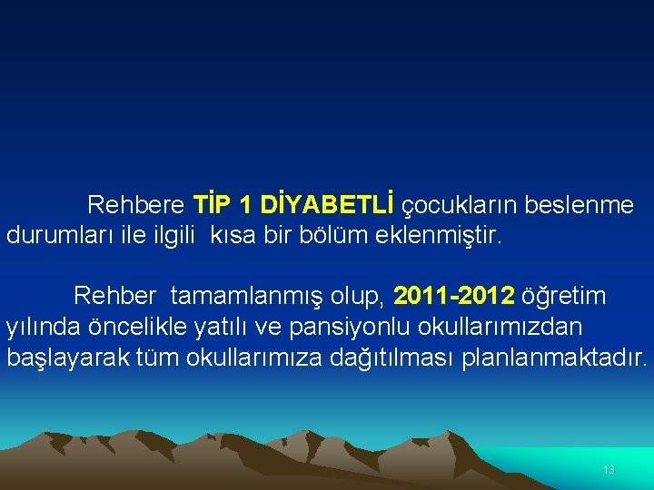 Rehbere TİP 1 DİYABETLİ çocukların beslenme durumları ile ilgili kısa bir bölüm eklenmiştir. Rehber