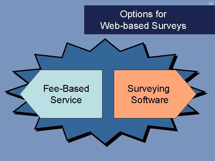 14 Options for Web-based Surveys Fee-Based Service Surveying Software 