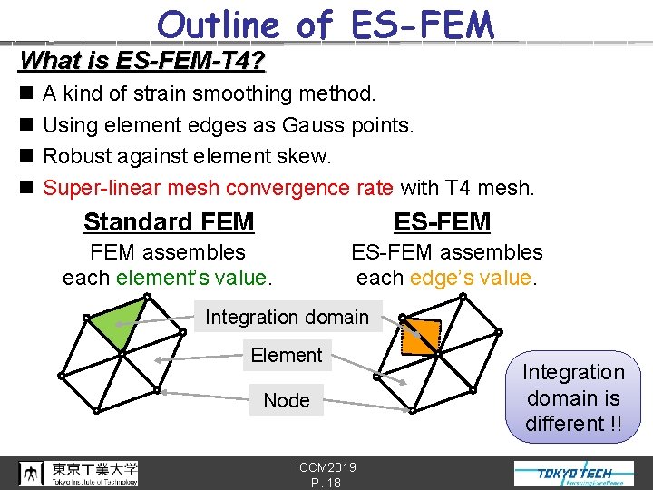 Outline of ES-FEM What is ES-FEM-T 4? n n A kind of strain smoothing