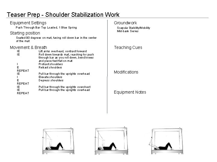 Teaser Prep - Shoulder Stabilization Work Equipment Settings Push Through Bar Top Loaded, 1