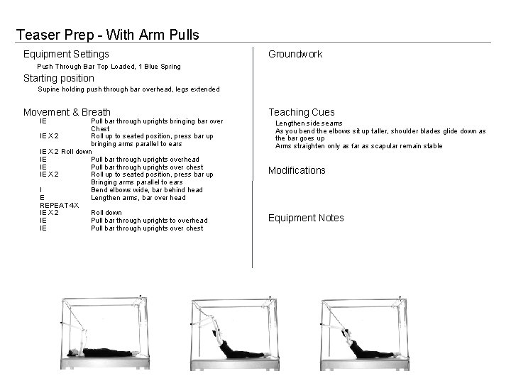 Teaser Prep - With Arm Pulls Equipment Settings Groundwork Push Through Bar Top Loaded,