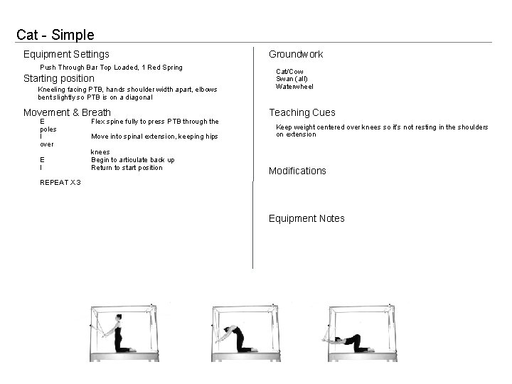 Cat - Simple Equipment Settings Push Through Bar Top Loaded, 1 Red Spring Starting