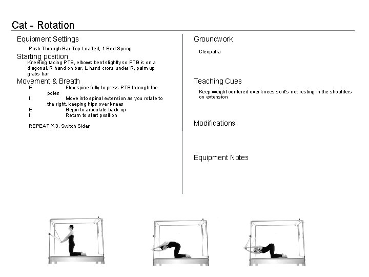 Cat - Rotation Equipment Settings Push Through Bar Top Loaded, 1 Red Spring Starting