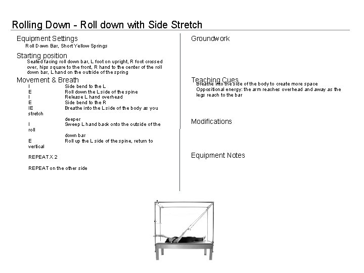 Rolling Down - Roll down with Side Stretch Equipment Settings Groundwork Roll Down Bar,