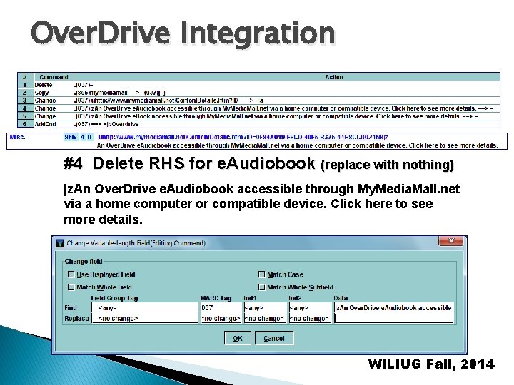 Over. Drive Integration #4 Delete RHS for e. Audiobook (replace with nothing) |z. An