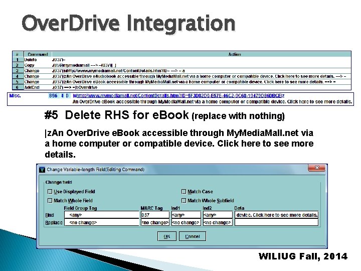 Over. Drive Integration #5 Delete RHS for e. Book (replace with nothing) |z. An