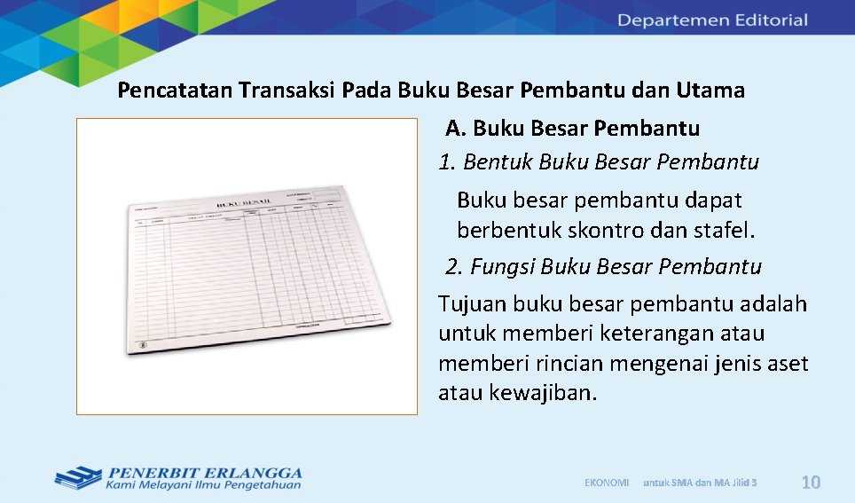 Pencatatan Transaksi Pada Buku Besar Pembantu dan Utama A. Buku Besar Pembantu 1. Bentuk